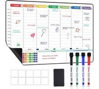 Calendrier Magnetique Pour Frigo,Planning Semaine Tableau Blanc Effacable emploi du temps,Idéal pour Liste de Courses,Organiseur