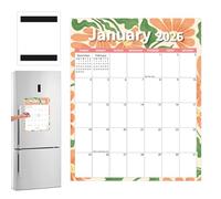 Calendrier magnétique pour réfrigérateur, agenda 12 mois 2026, calendrier magnétique mensuel pour suivre les événements et rendez-vous, agenda à perforer, 368 x 292 mm