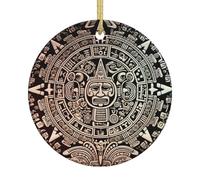 Calendrier Maya De La Fin du Monde Suspendre Noël Ornements Porcelaine Ornement Suspension pour Intérieur Magasins Bureau 7.3Cm