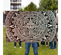 Calendrier maya - Drapeau d'extérieur personnalisé pour toutes les saisons - Bannière de jardin robuste avec œillets en laiton, résistante aux intempéries et à la décoloration, décoration de cour pour