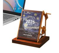 Calendrier mécanique à manivelle - Calendrier de table 2025, planificateur de bureau coloré avec manivelle | Planificateur mensuel de bureau portable, décoration de bureau Div