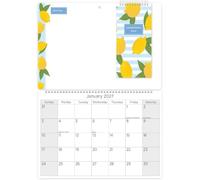 Calendrier mémo 2027 facile à nettoyer avec stylo, bloc-notes, citrons