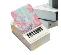 Calendrier mensuel 2025 - 12 x 18 x 6 cm - Calendrier de table musical avec doigts - Avec lumière - Calendrier de table avec motif piano - Calendrier de table créatif avec 32 chansons célèbres