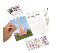 Calendrier mensuel 2025 - Planificateur familial de bureau debout, calendrier d'organisation et de planification, grand format mensuel 2025, comprend pinceau et peinture acrylique | Organiseur