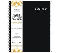 Calendrier mensuel 2026-2030 - 5 ans - De janvier 2026 à décembre 2030 - 22,9 x 27,9 cm - Calendrier 5 ans - Poche double face + couverture en polypropylène durable
