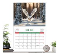 Calendrier mensuel 2026 - Calendrier 2026 avec 12 mois, motif chouette pour planification du temps au bureau, à l'école et à la maison