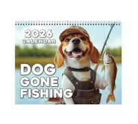 Calendrier mensuel 2026, calendrier mural 2026 de pêche au chien, planificateur pour horaire quotidien, échéances, événement, vacances, école, bureau, planification des repas, famille