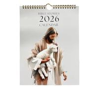 Calendrier mensuel 2026 d'histoires bibliques à double spirale avec papier déchirable pour décoration murale de la maison