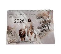 Calendrier mensuel 2026 d'histoires bibliques à double spirale avec papier déchirable pour décoration murale de la maison