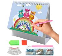 Calendrier mensuel 2026 Gem Art Desk - Calendrier de table mensuel de table sur le dessus de la peinture gemme, gestion du temps personnel, ornement de bureau, artisanat pour organiser des listes de