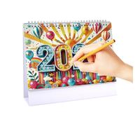 Calendrier mensuel 2026 Perle Art Peinture Calendrier de table | Planificateur de 12 mois de janvier 2026 à décembre Préparation aux réunions Coordination de l'équipe Suivi des objectifs