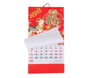 Calendrier Mensuel 2027 à Suspendre, Style Chinois, Rouge | Papier Épais, Texte Lisible, Rappels des Fêtes, Décor Mural pour Portes, Clous et Crochets