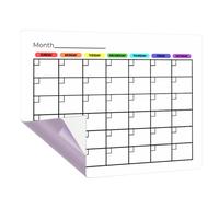 Calendrier Mensuel Adhésif Effaçable à Sec, Tableau Blanc PVC | Planificateur Mural Réutilisable, Surface Lisse pour Écrire et Effacer, pour Murs et Vitres