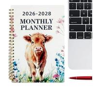 Calendrier Mensuel - Calendrier De Pour L'année Complète, Agenda De Journal À Motif De Vache 2026-2028, Agenda De 3 Ans Pour Enseignants, Étudiants, Collège, Bureau, Bureau, Maison, En