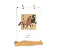 Calendrier Mensuel De Bureau 2026 Avec Présentoir En Acrylique Et Bois Année Du Retournement Du Cheval Pour La Maison Le Bureau Accents Bois Acrylique