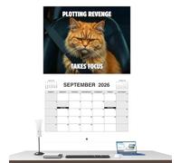 Calendrier Mensuel de Chats Grognons 2026, Planificateur Murale avec Mèmes de Chats, Cadeau pour Amateurs, Décoration Salon et Bureau
