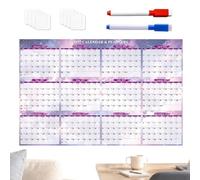 Calendrier mensuel effaçable à sec avec 2 stylos | Grand calendrier mural 12 mois pour salon, étude, appartement, chambre à coucher, enfants, enseignants