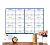 Calendrier mensuel effaçable à sec avec marqueurs, calendrier 2025 effaçable pour le mur - Calendrier 12 mois à effacer à sec et humide pour planifier des horaires