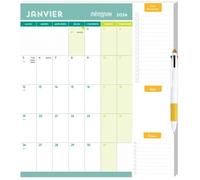 Calendrier mensuel janv-déc 2026 - Pad aimanté avec stylo 4 couleurs