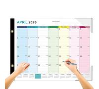 Calendrier mensuel mural effaçable de janvier 2026 à juin 2027, grand calendrier réutilisable avec marqueur effaçable pour maison, cuisine, école, bureau, salle de classe
