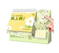 Calendrier miniature combiné 2026, jaune | Planificateur de bureau peu encombrant, bloc-notes, papier à lettre