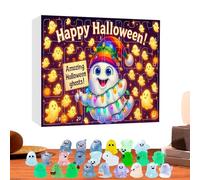 Calendrier miniature de fantômes d'Halloween - Calendrier de compte à rebours 24 jours avec figurines de fantômes miniatures | Centre de table qui dans l'obscurité pour étagère, bibliothèque, chambre