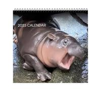 Calendrier Moo D-eng, Calendrier Moo-Deng Hippo 2025, Calendrier mural drôle d'hippopotame, Calendrier mural mensuel à suspendre Moo D-eng Pygmy Hippo pour les amoureux des animaux pour les fans