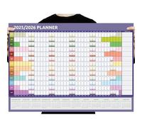 Calendrier mural 2024-2025 - Format A1 (84 cm x 59 cm) - Vue mi-année scolaire d'août à août (arc-en-ciel)