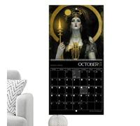 Calendrier mural 2024 - Art mural astrologique, suivi lunaire, calendrier de déesse, décorations astrologiques suspendues, calendrier lunaire 2024 pour salon, chambre à coucher, bureau