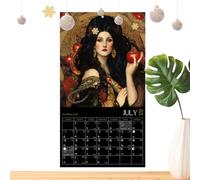 Calendrier mural 2024 - Astrologie 2024 - Art mural - Déesse pleine lune - Traceur d'astrologie à suspendre - Décorations de phases - Calendrier sûr et décoratif pour l'étude, le salon, le bureau