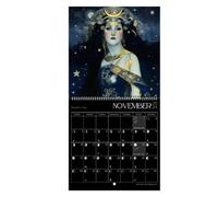 Calendrier mural 2024 - Déesse sombre - Calendrier mural 2024 - Déesse de la lune rétro - Phases de la lune - Déesse astrologie - Pleine lune - Décoration astrologique
