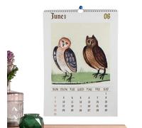 Calendrier mural 2024, motif hiboux 2024, mensuel à suspendre, avec peintures amusantes de hiboux, 30 x 21 cm, calendrier mural rétro et vintage, planificateur 12 mois, E