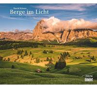 Calendrier mural 2024 - Motif montagnes à la lumière - 60 x 50 cm - Reliure à spirale