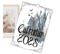 Calendrier Mural 2025,12 Mois Calendrier Scolaire Château | Agenda Gothique Chauve-Souris Sorcière pour Organisation Vacances Planning Familial Maison École