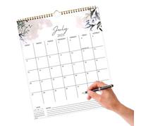 Calendrier mural 2025-2026 | Calendrier suspendu de 18 mois - De juillet 2025 à décembre 2026, grands blocs avec rayures, à double fil, organisateur pour salle de sport, école, travail