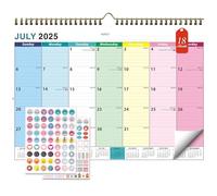 Calendrier mural 2025 2026 Royaume-Uni, 30 x 21 cm, de juillet 2025 à décembre 2026, 18 mois, calendrier mensuel pour les vacances, l'organisation du travail et la planification avec 2 autocollants de