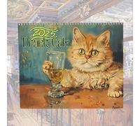 Calendrier mural 2025 avec des chats ivres mignons et drôles - Format 20 x 28 cm - Agenda familial pour les amoureux