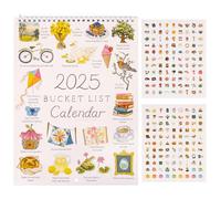 Calendrier mural 2025 avec double spirale, calendrier mural avec crochets, papier épais, liste de choses à faire et notes, idéal comme calendrier de couple ou carnet familial