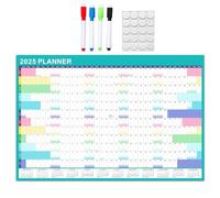 Calendrier mural 2025 avec marqueur effaçable et autocollants adhésifs pour la maison, calendrier annuel complet 2025 pour étudiant