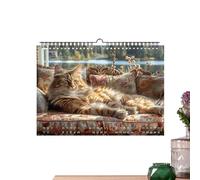 Calendrier mural 2025 - Calendrier mural amusant - Calendrier mural mensuel suspendu - Calendrier mural mensuel pour les amoureux des chats