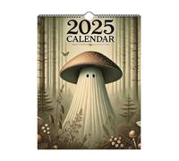 Calendrier mural 2025 champignon en papier - Calendrier mural rétro - Images de champignons - Calendrier mensuel pour décoration d'intérieur