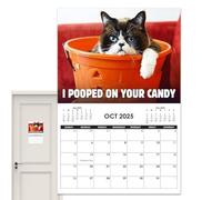Calendrier mural 2025 en forme de chat 2025 en colère, calendrier mensuel 2025, calendrier scolaire 2025, calendrier artistique en colère chat