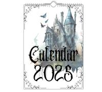 Calendrier mural 2025 gothique avec motif sorcière - Format A4 - Planificateur mensuel 2025 pour décoration murale