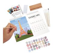 Calendrier mural 2025, peinture par numéro, calendrier mensuel 2025, décoration de bureau, comprend une peinture acrylique pinceau, facile à utiliser, portable pour l'école à la maison