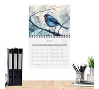 Calendrier mural 2025 - Planificateur mensuel de 12 mois pour oiseaux de jardin | Calendrier décoratif sur le thème des oiseaux pour la maison, la cuisine et la salle d'étude