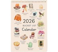 Calendrier mural 2026 - 12 mois avec pages illustrées, design convivial et instructions quotidiennes inspirantes, cadeau motivant pour la maison et le bureau pour les amis (B)