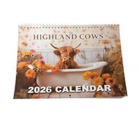 Calendrier Mural 2026 12 Mois | Calendrier Mensuel 2026 Vaches Highland - Planificateur de Gestion du Temps Personnel pour Planifier Horaires Objectifs Rendez-vous Organisation
