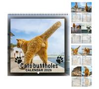 Calendrier mural 2026, 12 mois, calendrier mensuel sur le thème du chat | Outil de planification familiale pour réfrigérateur, bureau, cuisine, salon, bureau