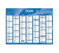 Calendrier Mural 2026 - 14 Mois - 27 x 21 cm - Couleur Bleu