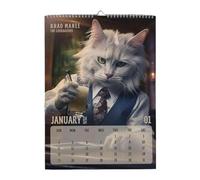 Calendrier mural 2026 2026 avec chat - 12 mois - Planificateur de planification des progrès pour objectifs, rendez-vous, listes de choses à faire, planification